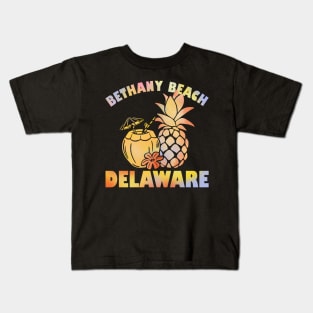 Summer Vacation Retro Sunset Delaware Bethany Beach Kids T-Shirt